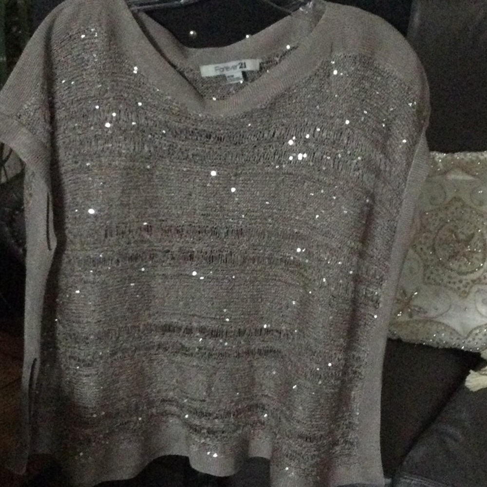 Forever 21 silver, short sleeve dressy blouse.